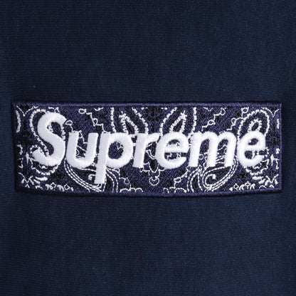 Supreme 19AW Bandana Box Logo Hooded Sweatshirt Navy Size M