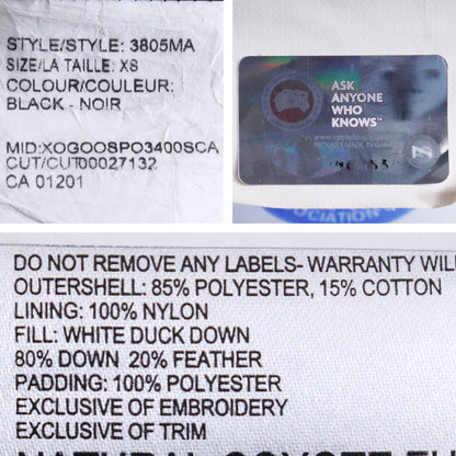 CANADA GOOSE Carson Parka Down Jacket Black Size XS