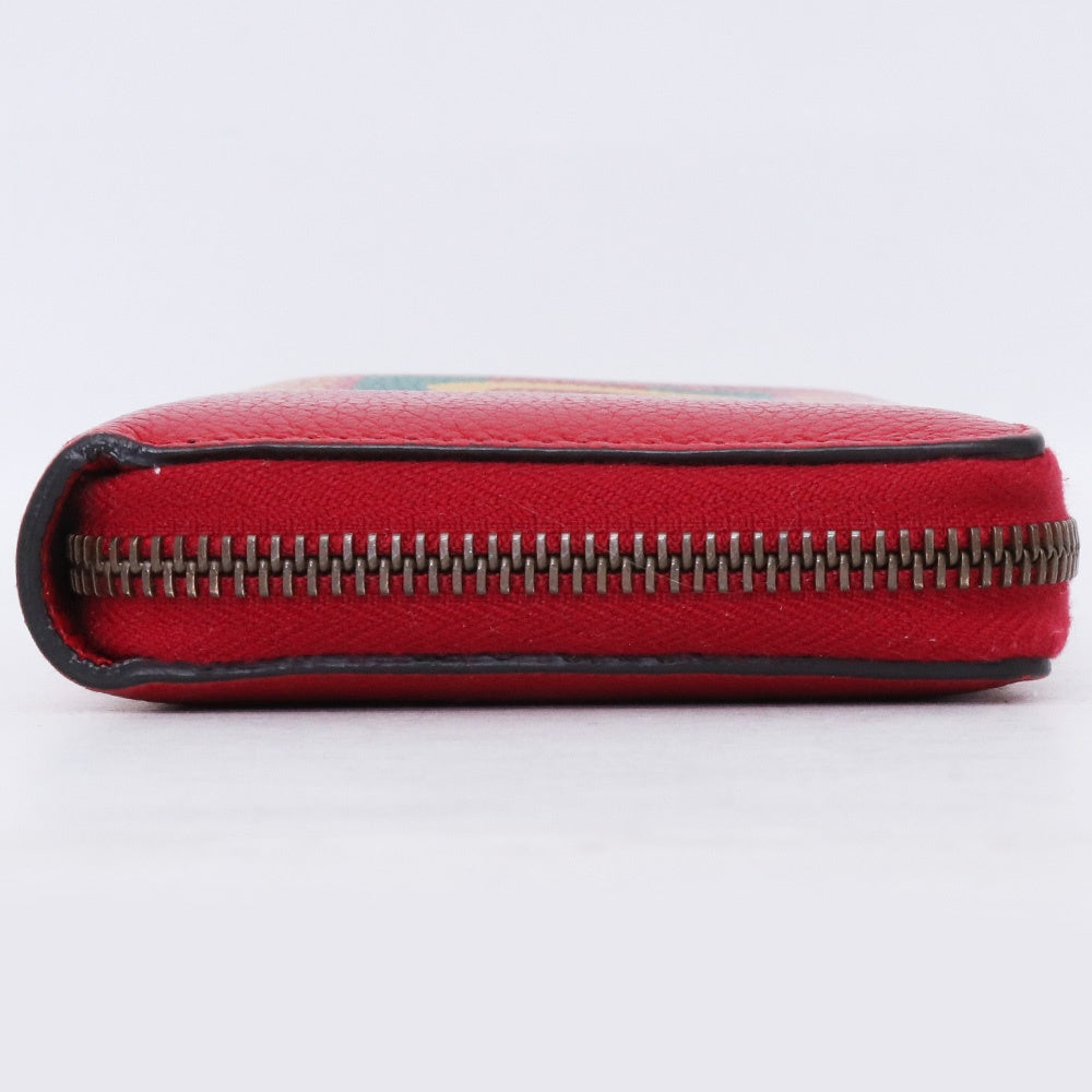 Gucci Vintage Logo Print Red Zip-Around Wallet Size F