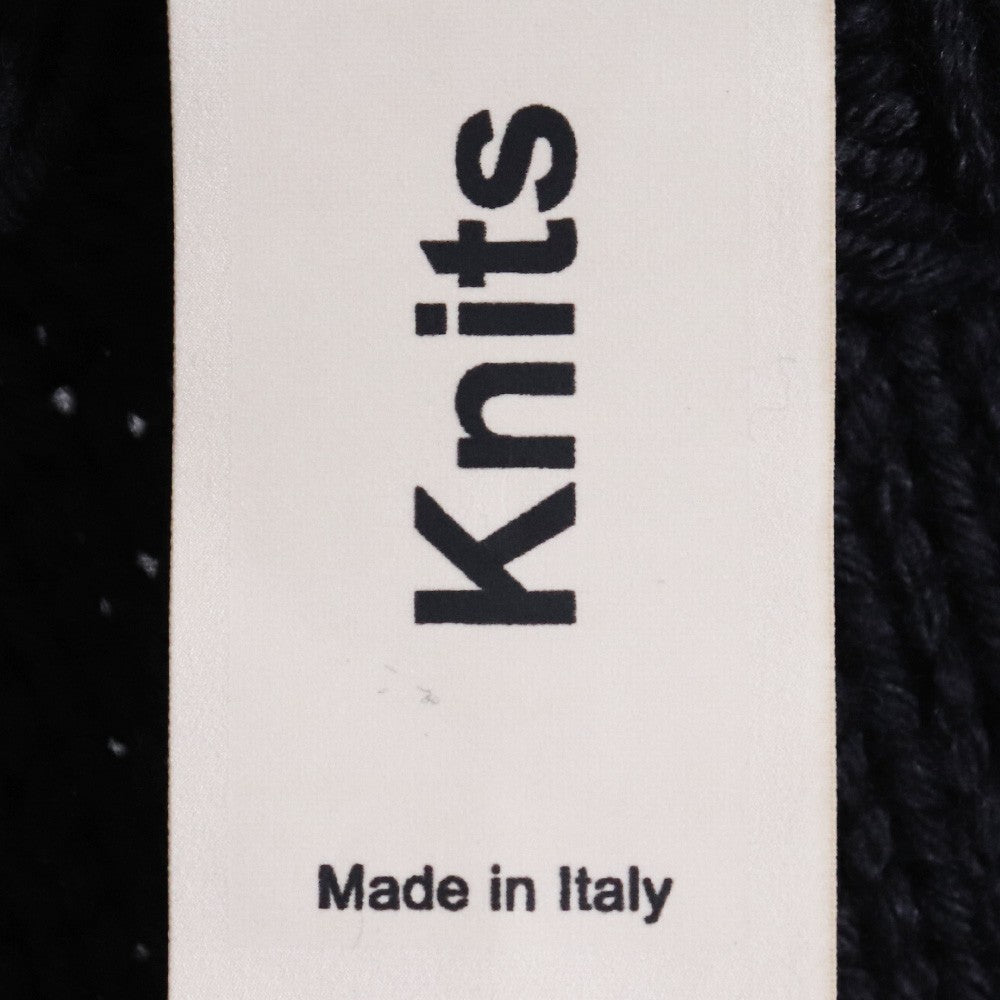 Ten C 22AW Black Crew Neck Pocket Knit Sweater Size 48