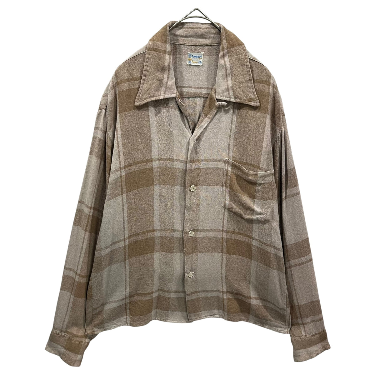 TOWNCRAFT Plus 60s Ombre Check Rayon Collar Shirt Size M