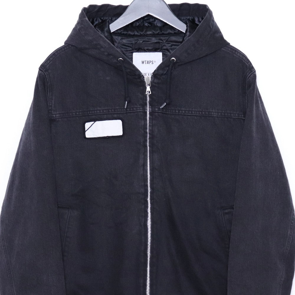 WTAPS COTTON DENIM Hooded Quilted Denim Jacket Black Size 1
