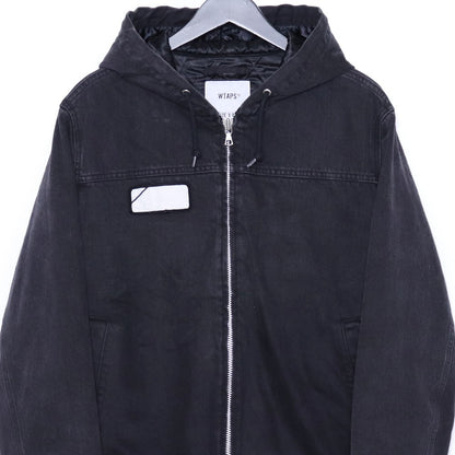 WTAPS COTTON DENIM Hooded Quilted Denim Jacket Black Size 1