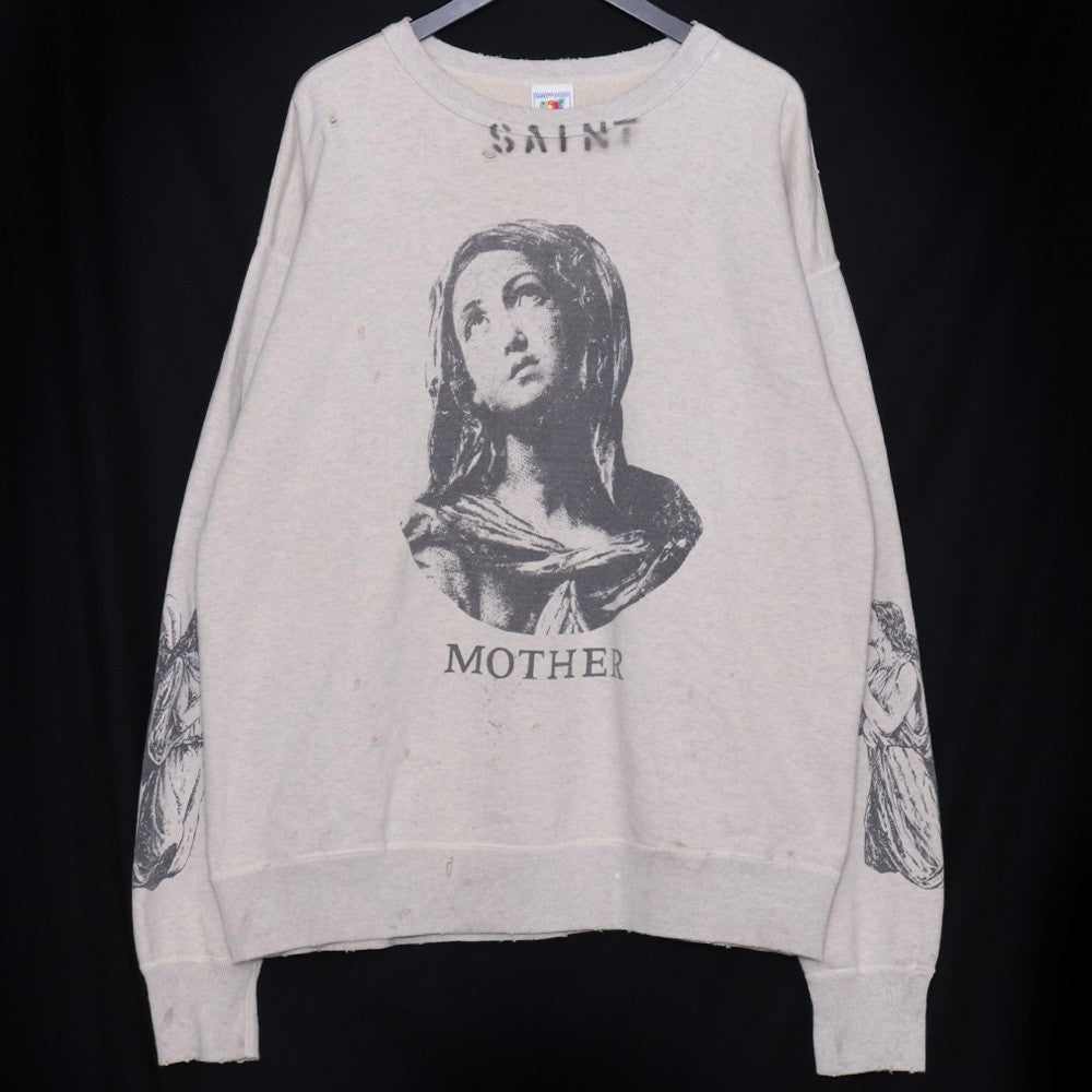SAINT MICHAEL 22AW Mother Crewneck Sweatshirt Grey Size XL