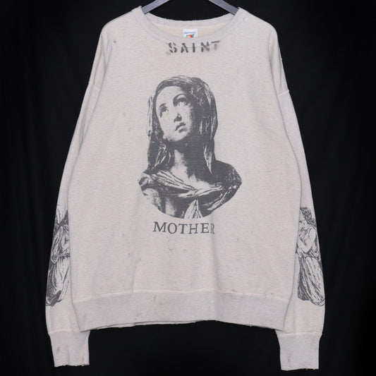 SAINT MICHAEL 22AW Mother Crewneck Sweatshirt Grey Size XL