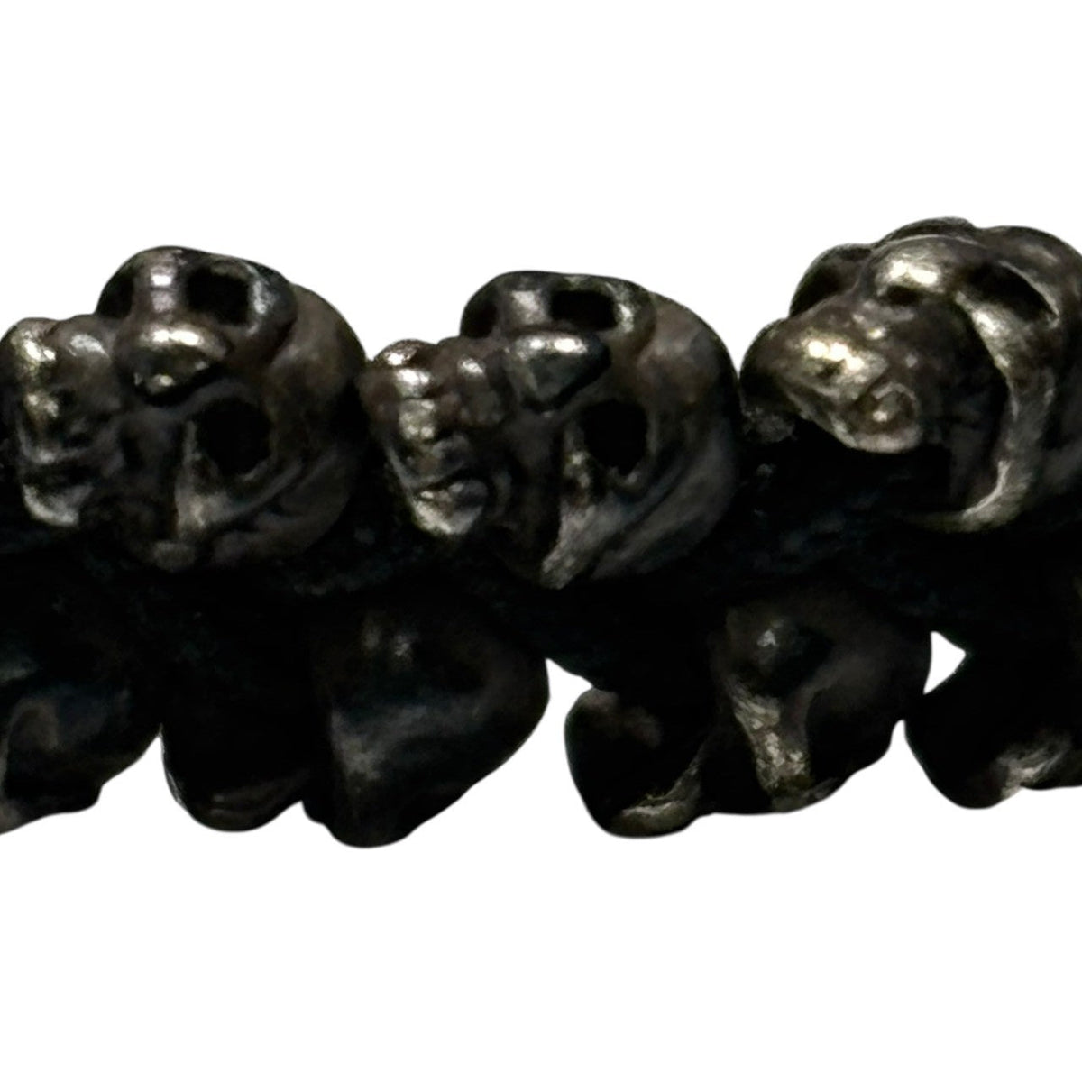 M COHEN Brass Skull Bracelet Black