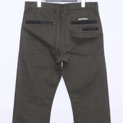 CHROME HEARTS Cross Button Leather Trim Chino Pants Size 33