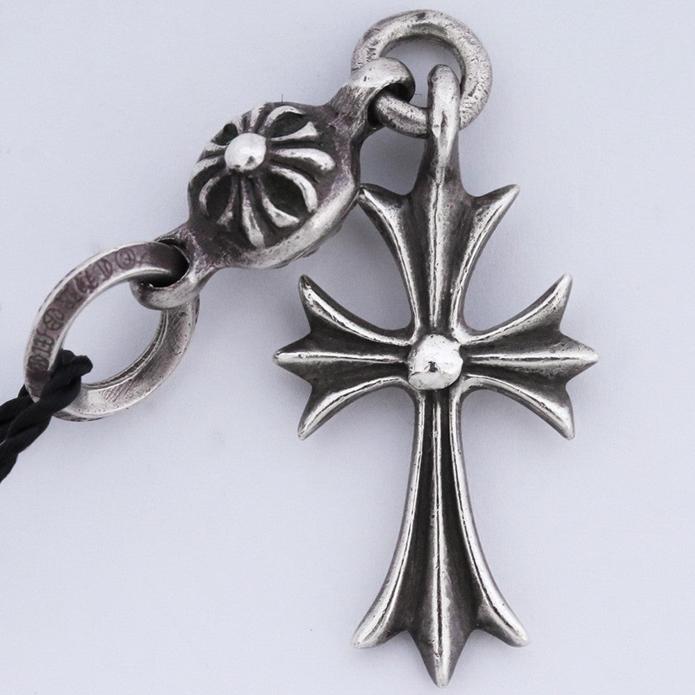 CHROME HEARTS 1 Ball Tiny CH Cross Pendant Silver Size F