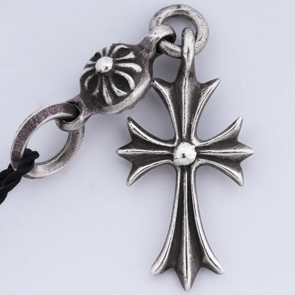 CHROME HEARTS 1 Ball Tiny CH Cross Pendant Silver Size F