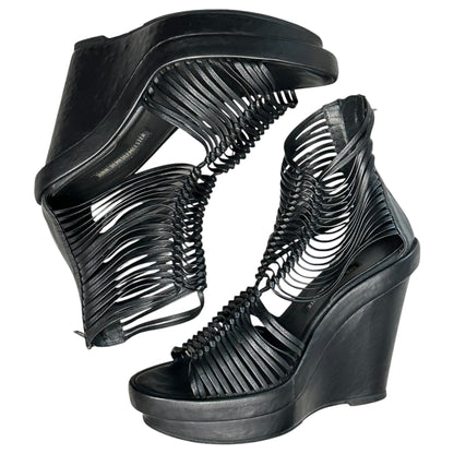 ANN DEMEULEMEESTER 12SS Wedge Sole Leather Sandals Size 37