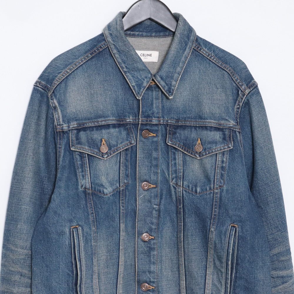 CELINE 22AW BOY DOLL Union Wash Denim Jacket Indigo Size XS
