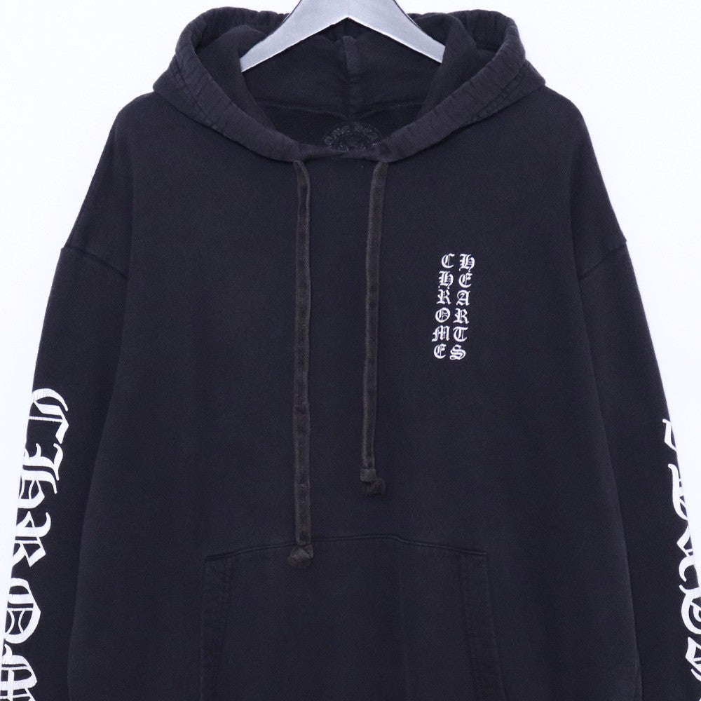 Chrome Hearts Vertical Logo Sleeve Print Hoodie Black Size L