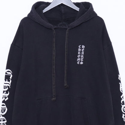 Chrome Hearts Vertical Logo Sleeve Print Hoodie Black Size L