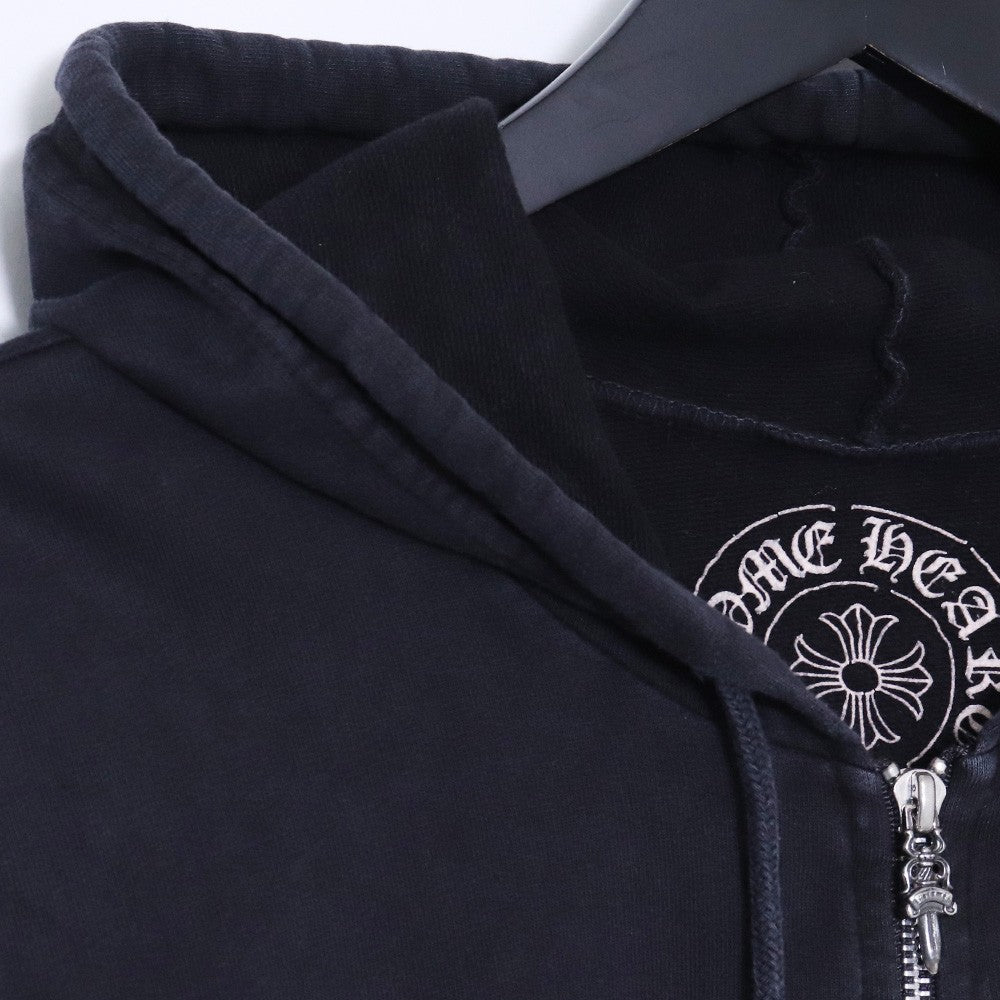 Chrome Hearts Old Flag Horseshoe Zip Hoodie Black Size M