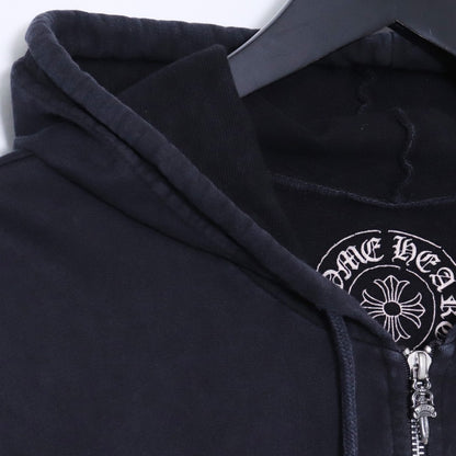 Chrome Hearts Old Flag Horseshoe Zip Hoodie Black Size M