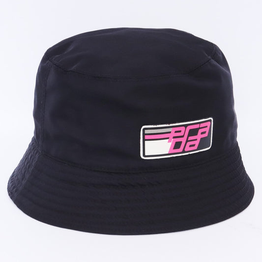 PRADA Racing Logo Nylon Bucket Hat Black Size L