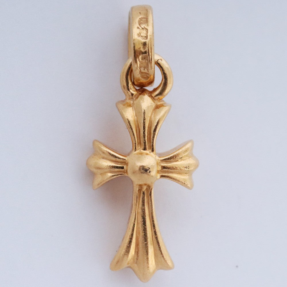 CHROME HEARTS 22K Baby Fat Cross Necklace Charm Gold Size F