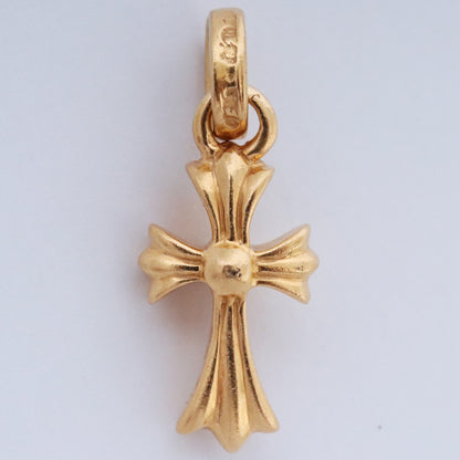CHROME HEARTS 22K Baby Fat Cross Necklace Charm Gold Size F