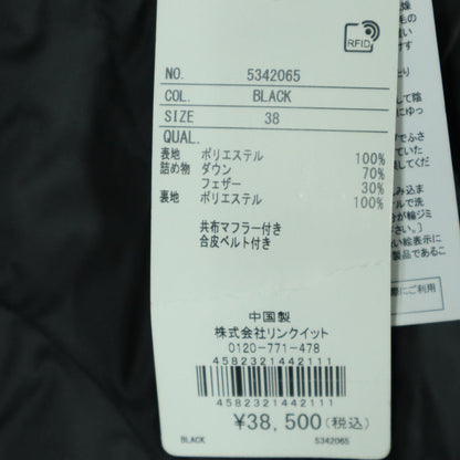 FES Long Sleeve Down Coat Black Size 38
