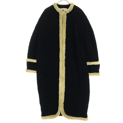 LE BOUQUET Blue Fur Trim Brushed Quilted Coat Size F