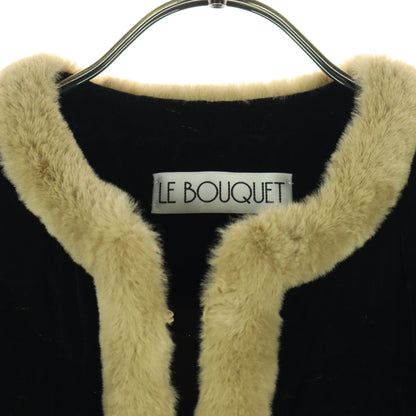 LE BOUQUET Blue Fur Trim Brushed Quilted Coat Size F