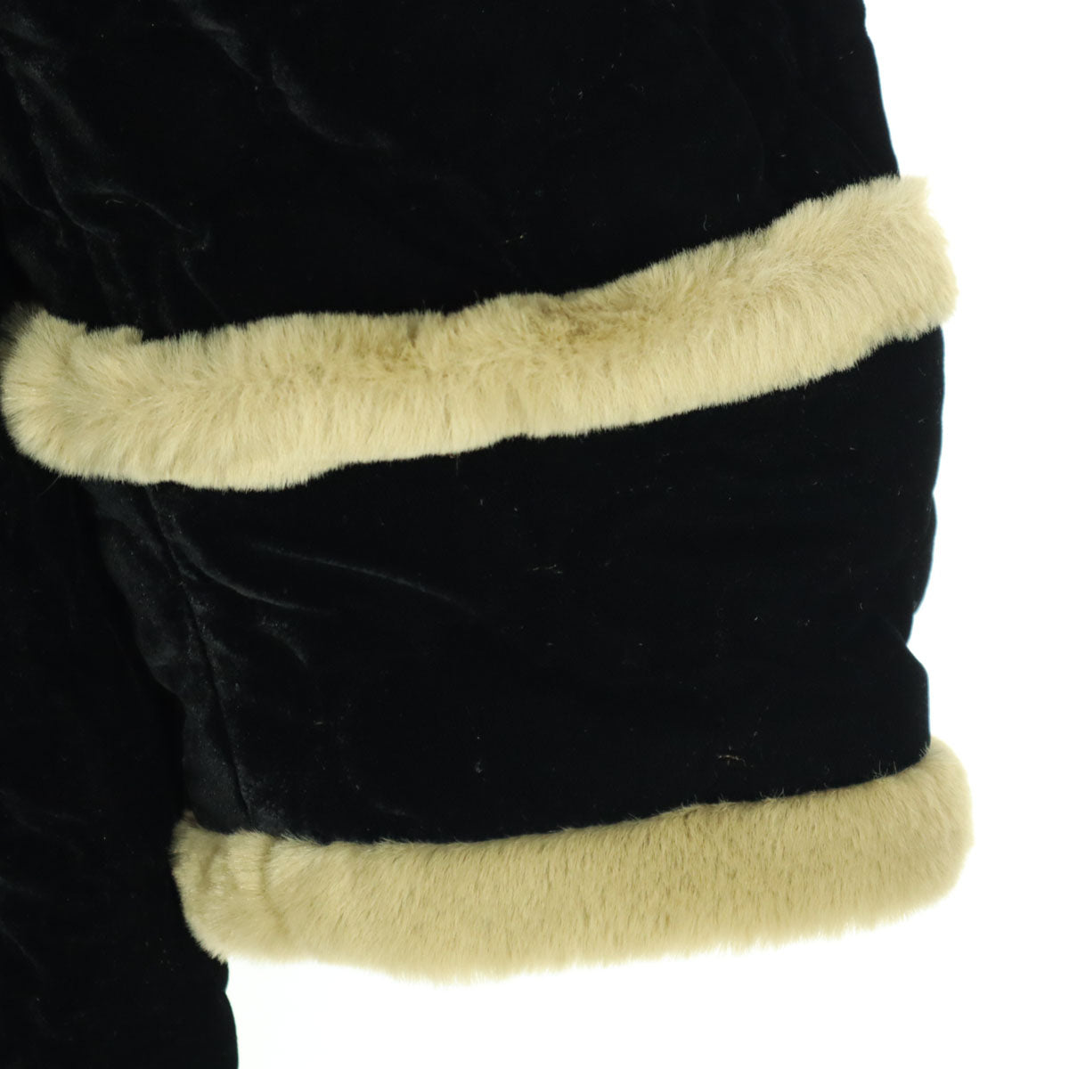 LE BOUQUET Blue Fur Trim Brushed Quilted Coat Size F