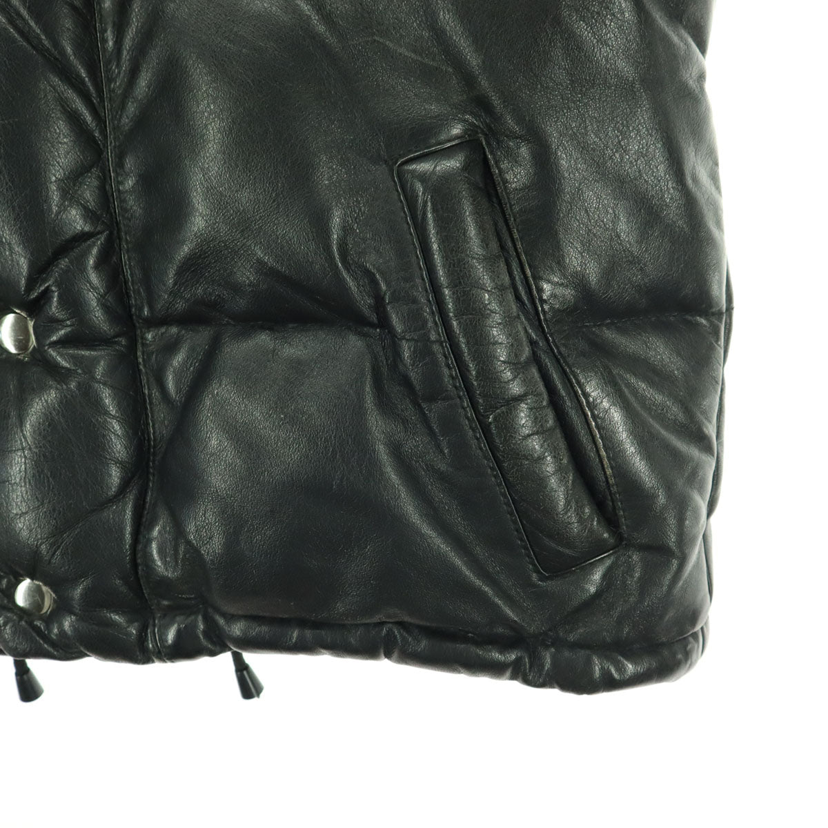 Freedom Leather Cowhide Down Jacket Black Size 38