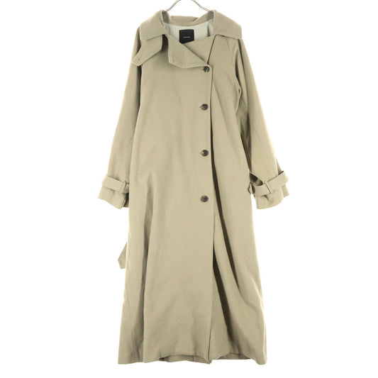 anuans Long Wool Trench Coat Beige Size F