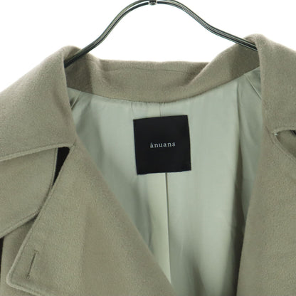 anuans Long Wool Trench Coat Beige Size F