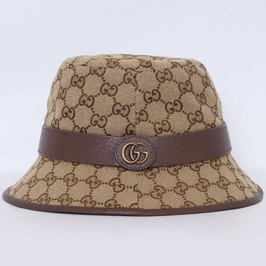 GUCCI GG Canvas Pattern Fedora Bucket Hat Beige Size M