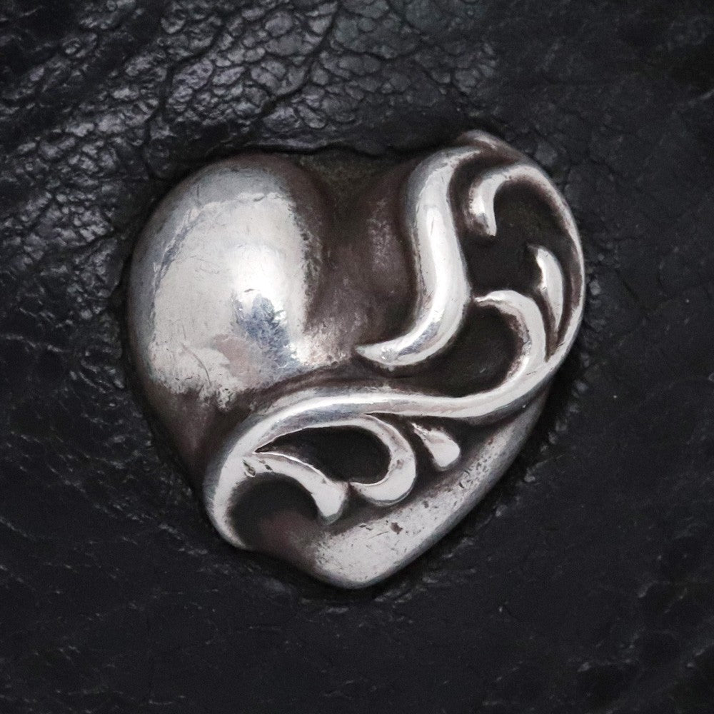 CHROME HEARTS 1ZIP Heart Leather Wallet Black Size F