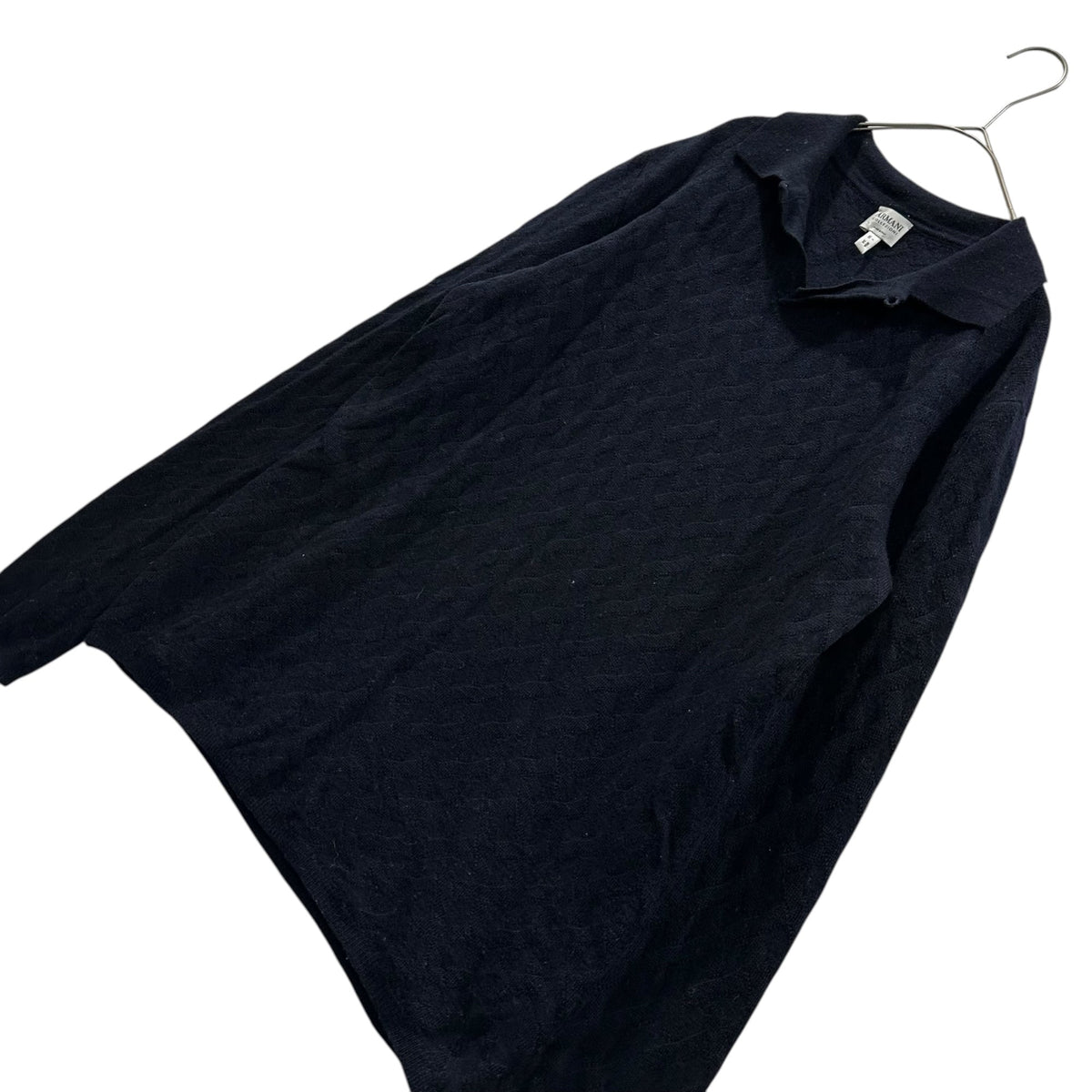 ARMANI COLLEZIONI 90s Merino Wool Long Sleeve Shirt Navy Polo Size TG 50