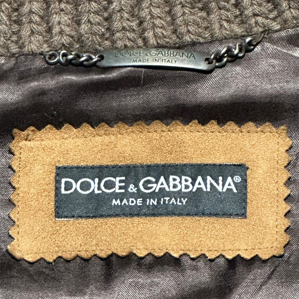 DOLCE&GABBANA Knit Sleeve Suede Zip Jacket Brown Size 48