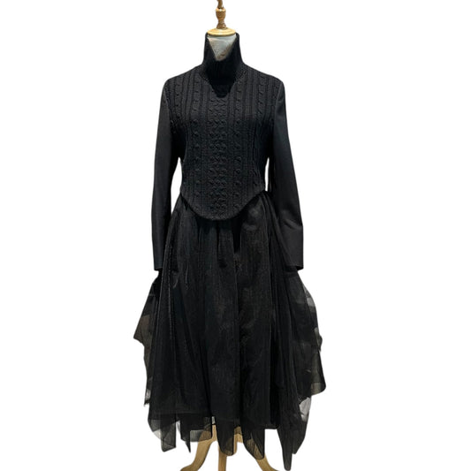 noir kei ninomiya 23AW Knit-Panel Tulle Dress Black Size S