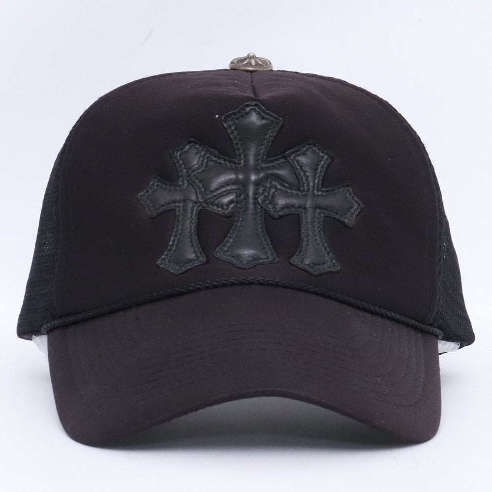 CHROME HEARTS Cemetery Cross Patch Trucker Cap Black Size F