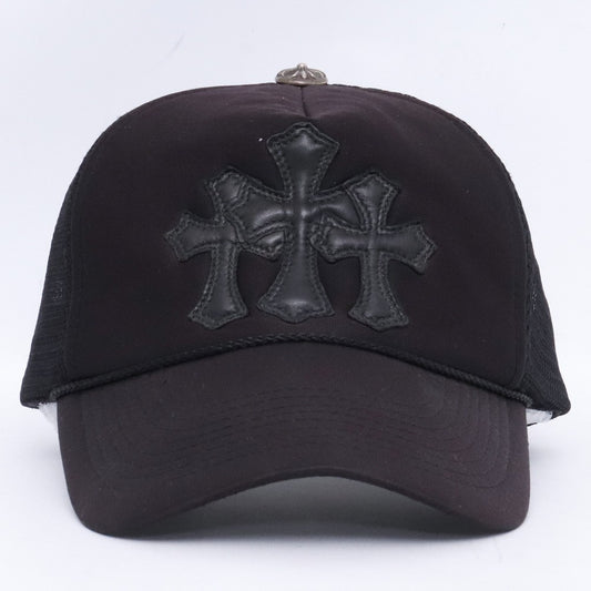 CHROME HEARTS Cemetery Cross Patch Trucker Cap Black Size F