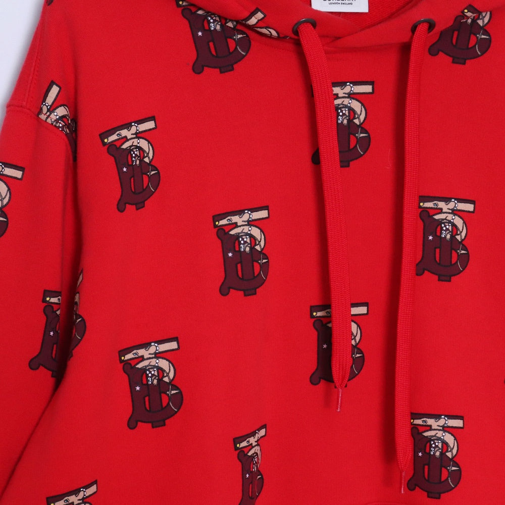 Burberry Red TB Monogram Hoodie Size L