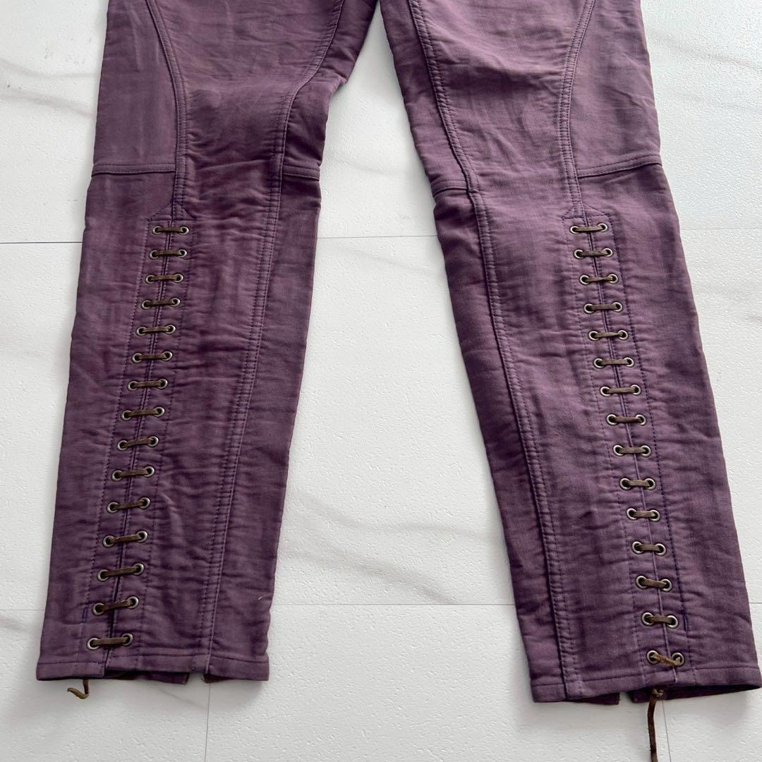 ISSEY MIYAKE MEN 05AW Leather Lace-Up Pants Purple Size XL