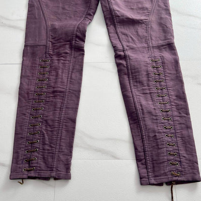 ISSEY MIYAKE MEN 05AW Leather Lace-Up Pants Purple Size XL