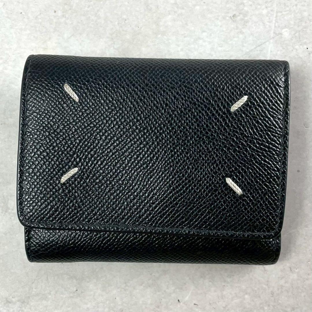 MAISON MARGIELA Leather Trifold Wallet Black Size ONE SIZE