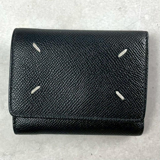 MAISON MARGIELA Leather Trifold Wallet Black Size ONE SIZE