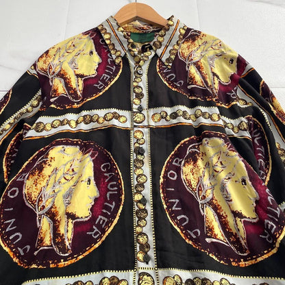 Jean Paul Gaultier Vintage Coin Logo Rayon Shirt Size L