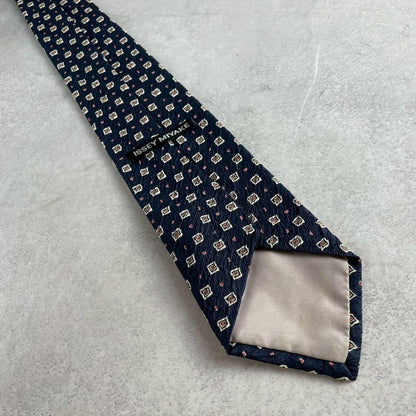 ISSEY MIYAKE MEN Pleated Patterned Silk Tie Size ONE SIZE