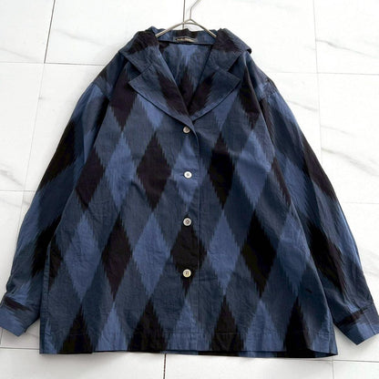 ISSEY MIYAKE 80s Vintage Cotton Check Blazer Black Size L