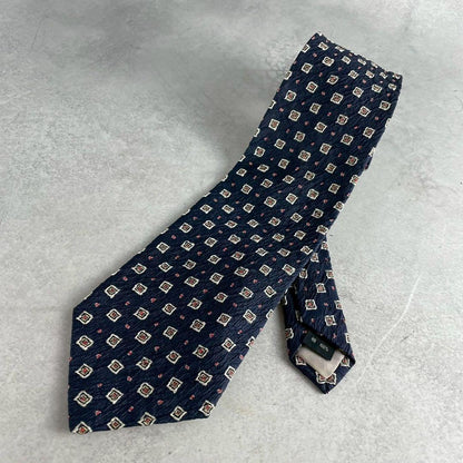 ISSEY MIYAKE MEN Pleated Patterned Silk Tie Size ONE SIZE