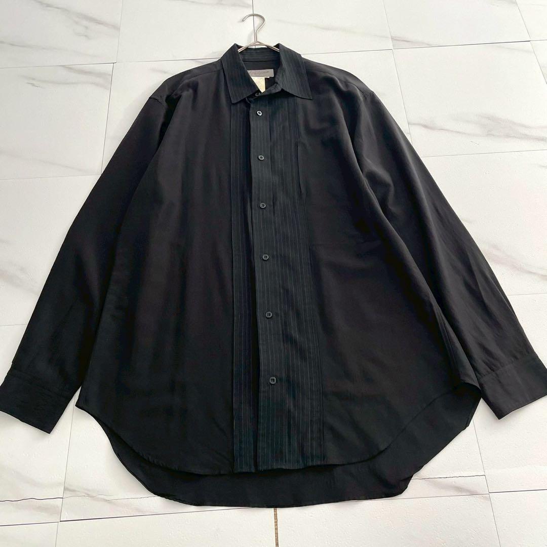 Yohji Yamamoto PH 00s Pleated Silk Wool Shirt Black Size XL