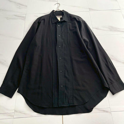 Yohji Yamamoto PH 00s Pleated Silk Wool Shirt Black Size XL