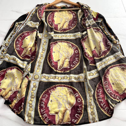 Jean Paul Gaultier Vintage Coin Logo Rayon Shirt Size L
