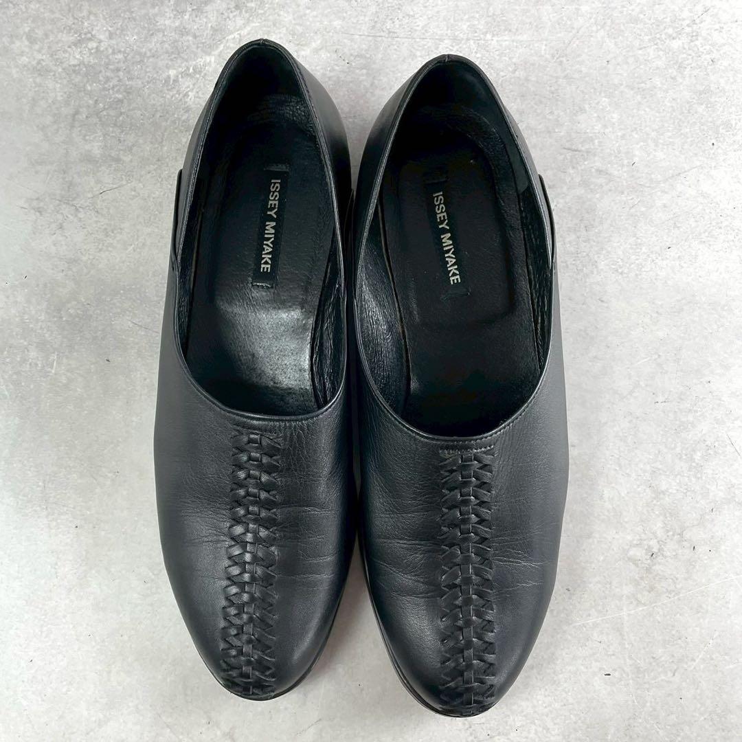 ISSEY MIYAKE MEN 90s Vintage Braided Leather Slip-On Black