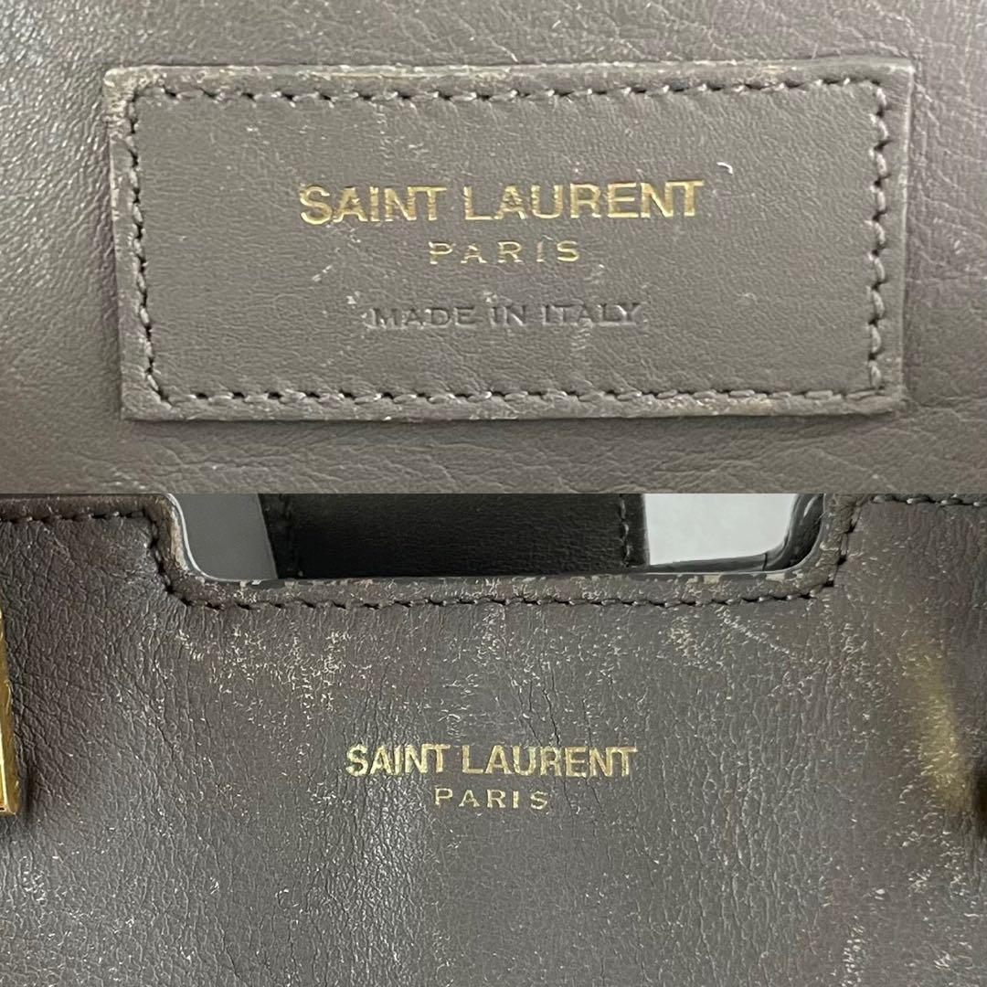 SAINT LAURENT PARIS Petite Cabas Bag Gray Size ONE SIZE